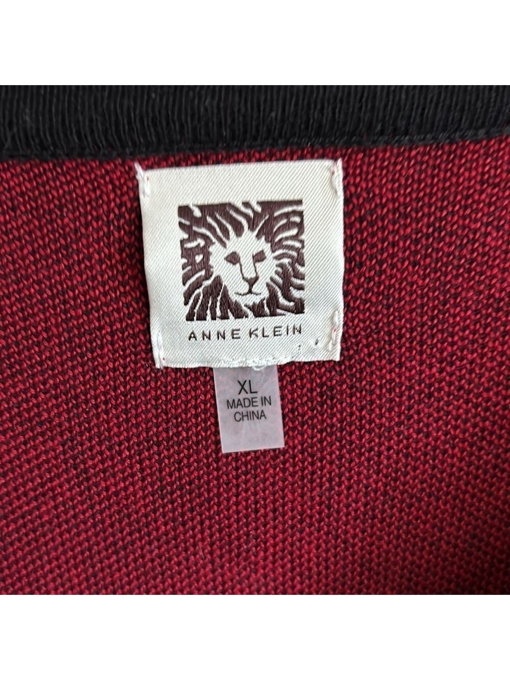 Anne Klein Coat Sweater Full Zip Cardigan in Black and Red Plaid Size XL - Picture 6 of 9